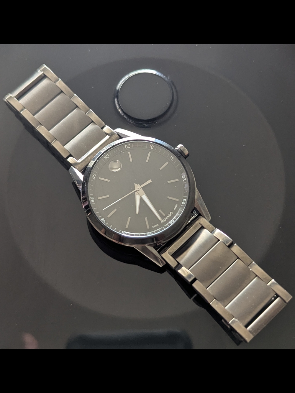 Movado Men's Black Dial Silver-Tone Bracelet Watch - Picture 2 of 16